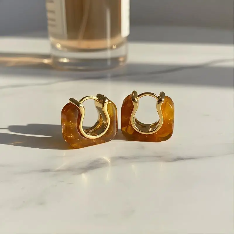 Resin Acrylic Joyful Candy Earrings For Women Stainless Steel Spring Summer Sweet Youth Fashion Colorful Jewelry