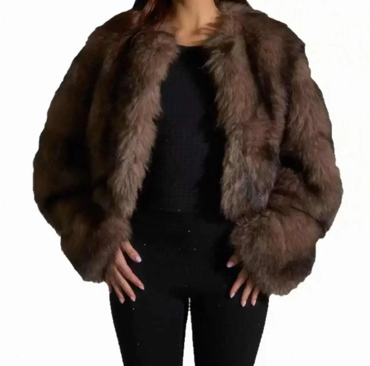 Women Faux Fur Coats Solid Fur Jackets Cotton Linen Round Neck Long Sleeves Open Stitch Loose Casual Office 2026 Autumn Winter 6