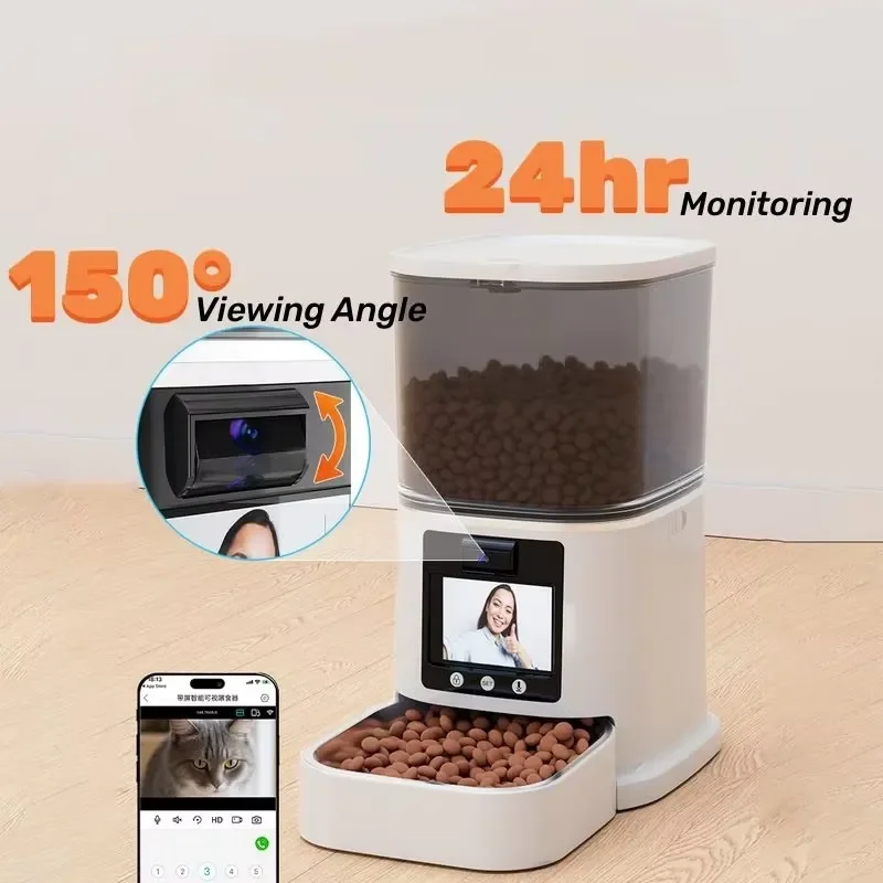 Smart Automatic Pet Feeder with Anti Clog Design and Removable Bowl for Dogs Cats Food Dispenser Alarm System Home Supply