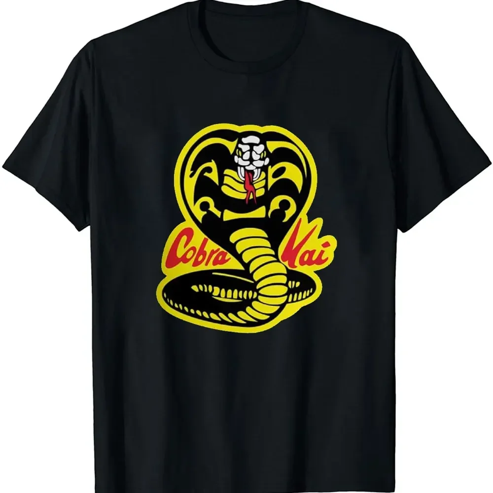 Men T Shirt Cobra Kai Strike First Cobra Logo Cotton T-Shirt Cotton Retro Street Fashion Classicmen's Shirt Short Sleeve Design