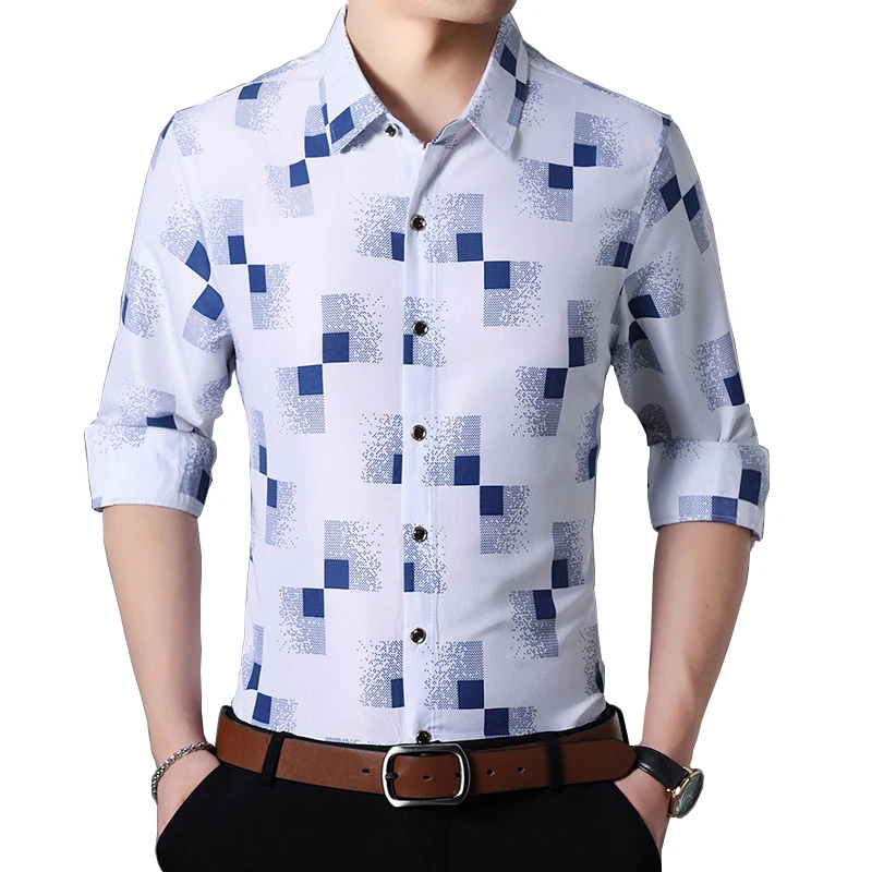 New Autumn Men's Plaid Button Down Long Sleeve Shirt Fashion Casual Social Checked Shirts Business Office Party Work 6XL 7XL