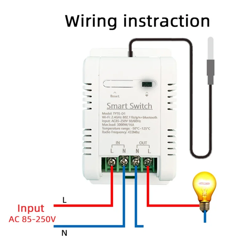 Tuya Wifi 16A مفتاح درجة الحرارة الذكي Tuya Wifi مراقبة الطاقة التحكم عن بعد مفتاح درجة الحرارة الذكي