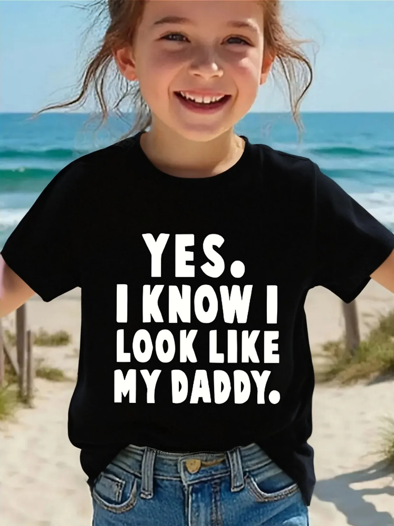 Cute Look Like My Daddy Letter Family Matching T Shirt Boys Girls Tee Parent Child Casual Top Mom Dad Kids Summer Daily Wear