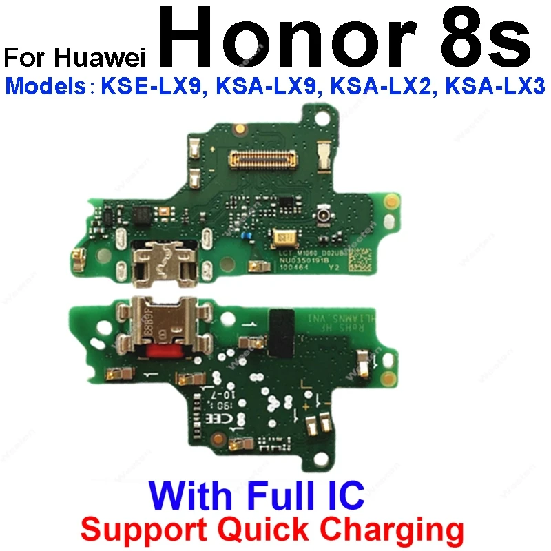 USB Charger Jack Dock Board With Mic For Huawei Honor 8S 9A 9C 9S 9X Pro 10X Lite 9X Premium Charging Port Connector Flex Cable