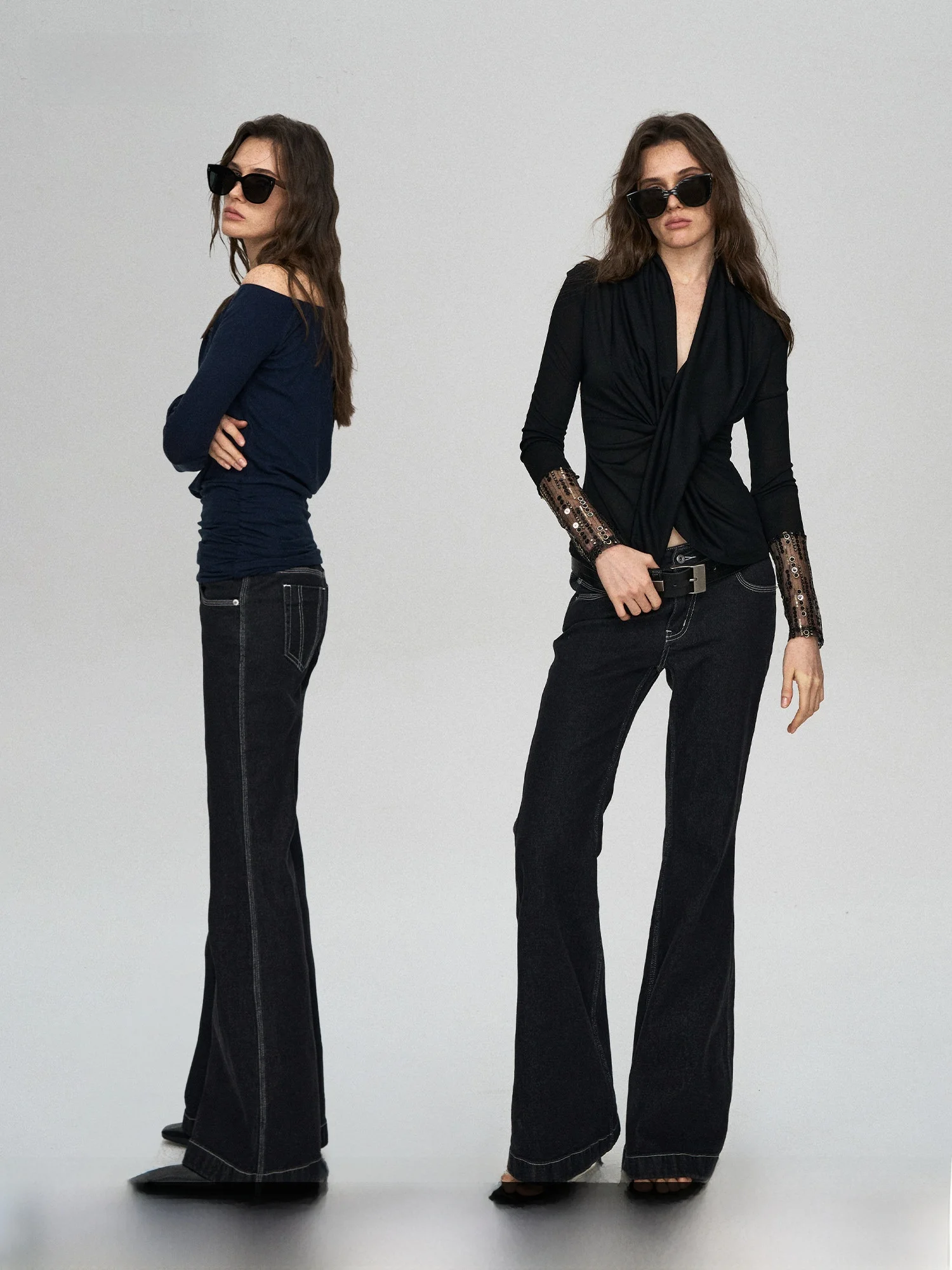 

Bla Original Denim Flared Pants Ultra Ratio mid Low Waist Color Blo Line Women's Jeans PRRP R3 Super Proportioned Bootcut