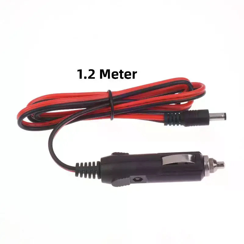 DC5525 1.2M Car Charger Cable, 12V 5A Power, Male Cigarette Lighter Plug Connection with LED Indicator.