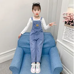 Girls' Denim Overalls for Spring/Autumn New Arrival. Loose Denim Overalls for Toddlers, Kids, and Pre-Teens.