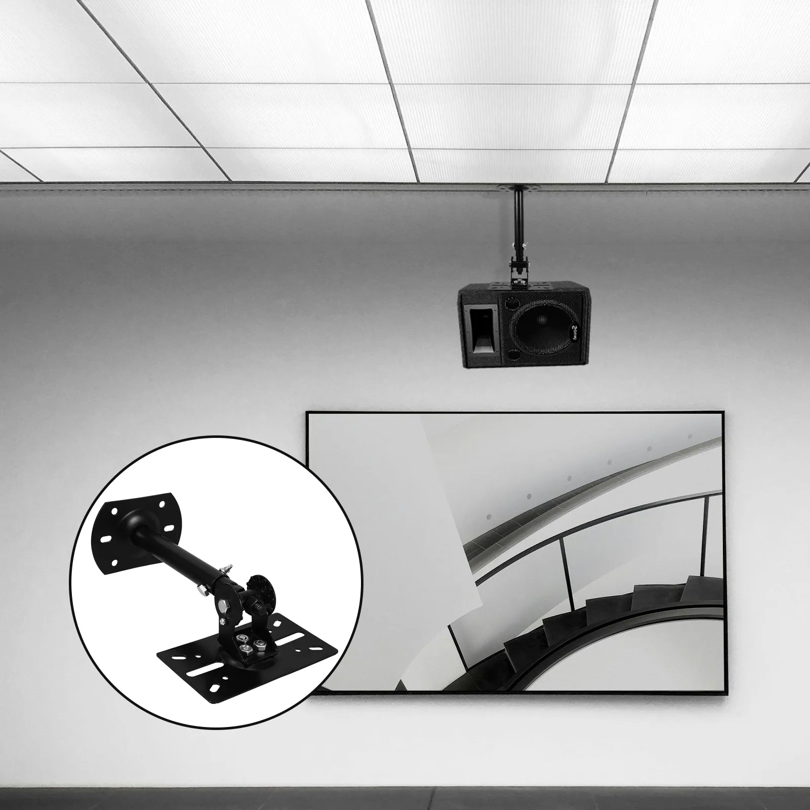 Heavy Duty Adjustable Speaker Bracket for Ceiling or Wall Mount – Stable, Vibration-Resistant Audio Setup