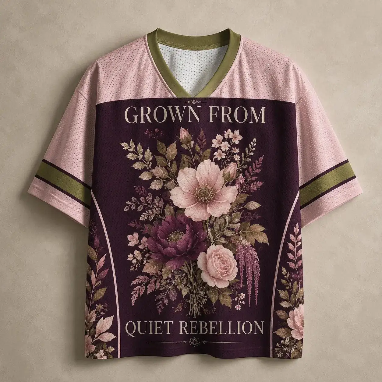 2026 Summer Fashion New Retro Mythical World Tree and Flowers 3D Printed Outdoor Leisure Fitness V-neck T-shirt Size Up