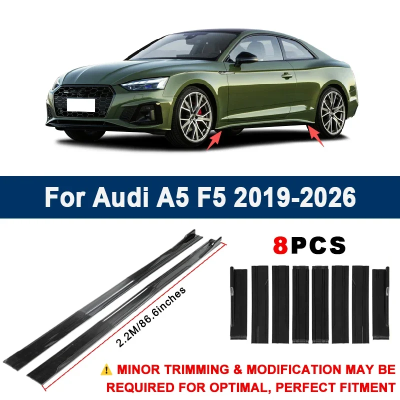 

Aerodynamic 2.2m Sectional Side Skirt Extension Lips Racing Side Spoiler For Audi A5 F5 2019-2026 2020 2021 Sport Upgrade Kit