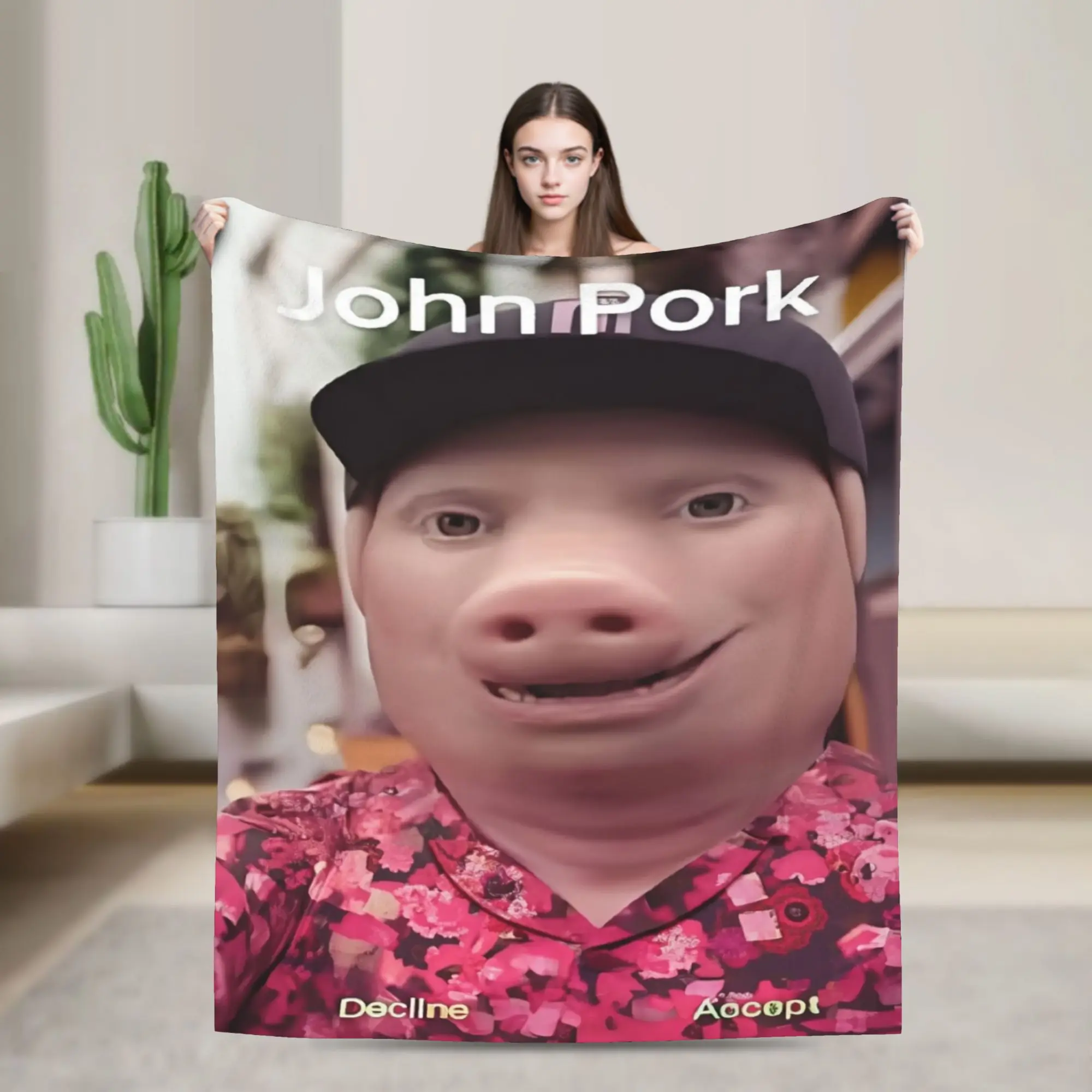 Comfortable Throw Blanket Travel Car John Pork Hawaii Style Call‑In Blanket  Flannel Bedspread For Living Room Sofa Bed Cover