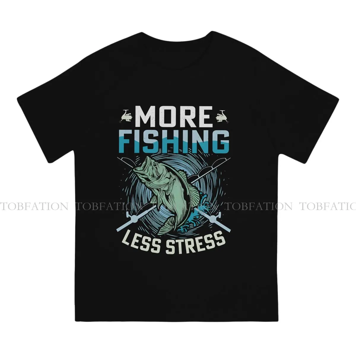 More Fishing Less Stress Hip Hop TShirt Fly Fishing Creative Tops Comfortable T Shirt Male Short Sleeve Unique Gift Clothes