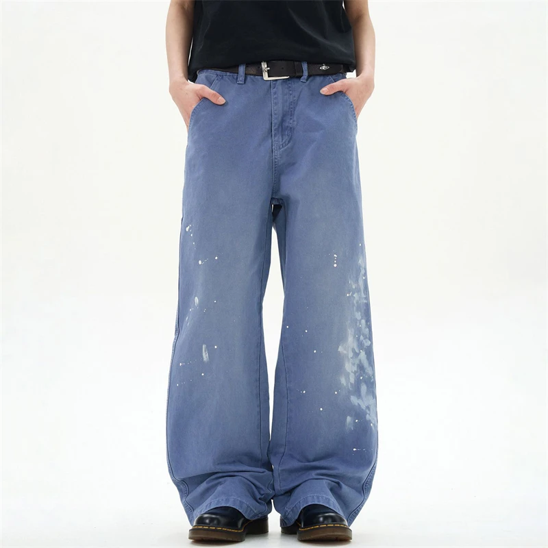 

SummerNew women's retro highStreet washed jeans y2k loose wide-legFashionable casual straight slightly flared floor-length pants
