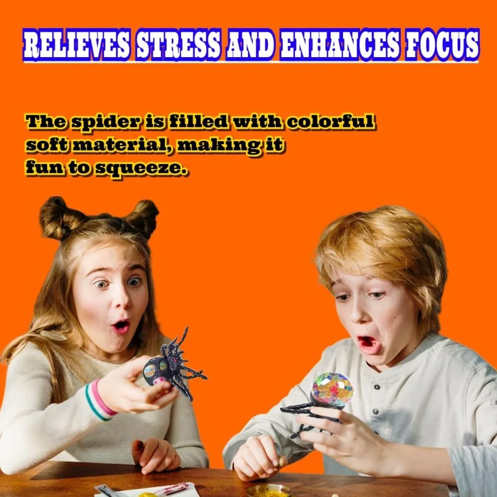 Squishy Halloween Spider Stress Ball Stress Relief Toy for Kids Adults, Sensory Fidget Anxiety Toys Gifts for Autism ADHD Relief