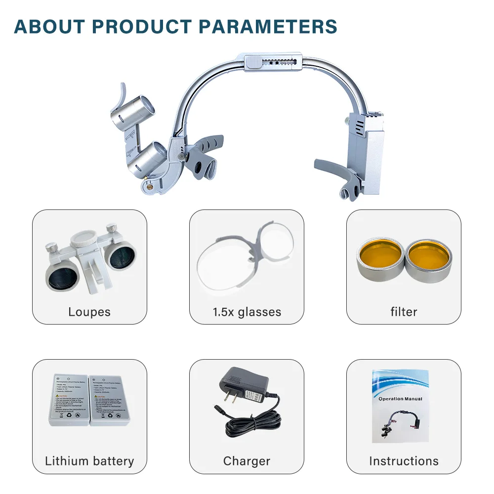 Den tal 2.5X 3.5X lupa de aumento Binocular cirugía lupa quirúrgica con faro luz LED dentista lupas médicas lámpara