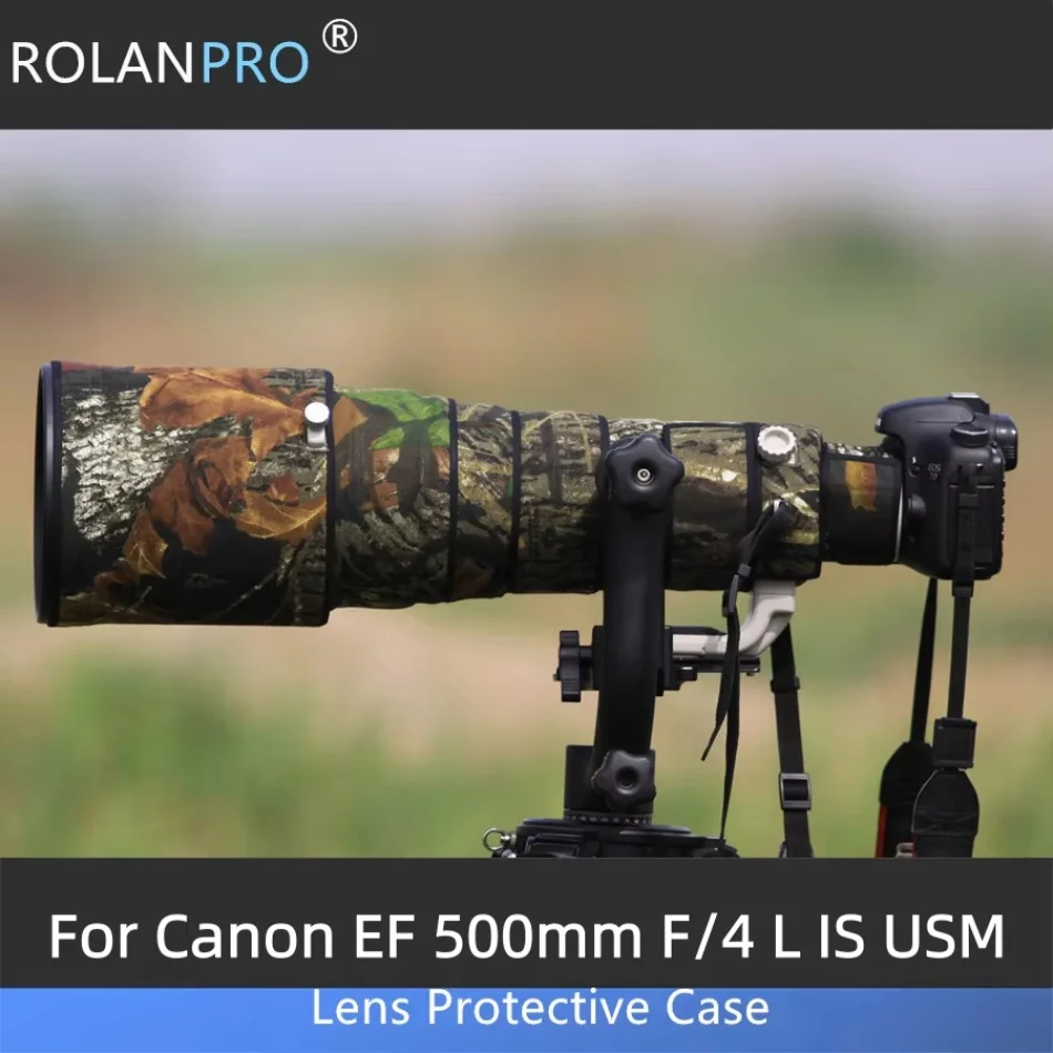 

ROLANPRO Lens Camouflage Rain Cover for Canon EF 500mm F/4 L IS USM Lens Protective Sleeve For Canon lens hood lens cap