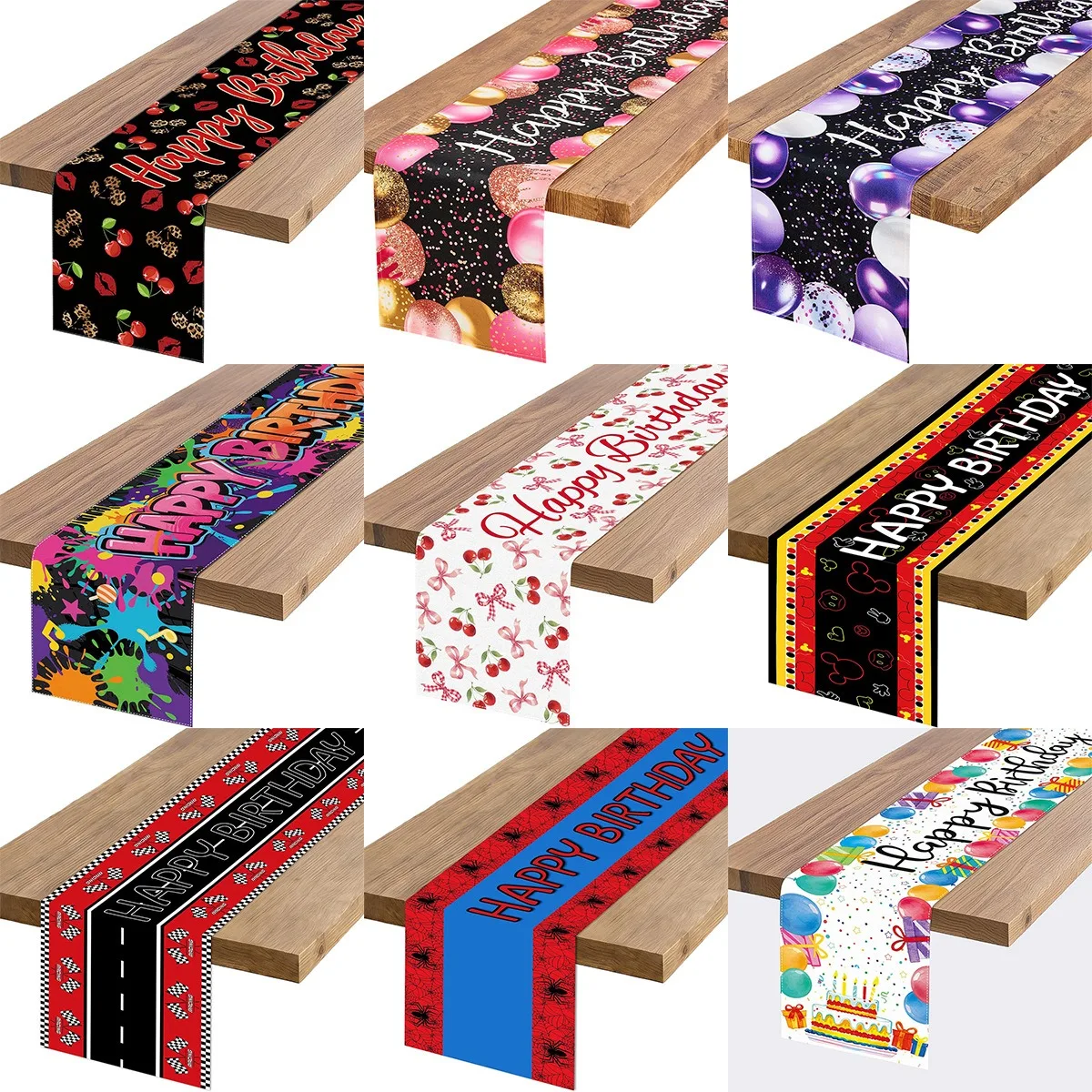 

Happy Birthday Balloon Linen Table Runner Home Decor Items Table And Kitchen Linens For Kids Party Anniversary