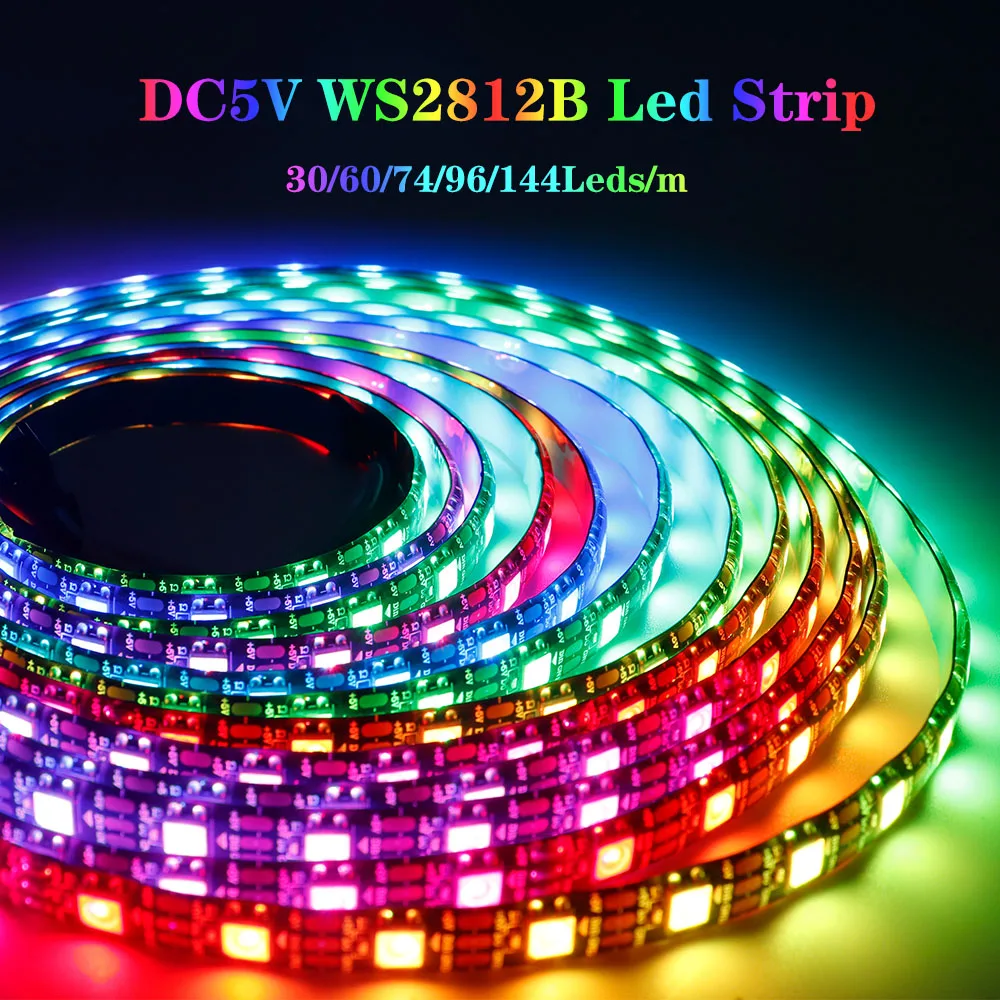 

WS2812B DC5V 30/60/74/96/144leds/m Led Strip light Individually Addressable Smart 5050RGB WS2812 Pixels Led Light IP30/65/67
