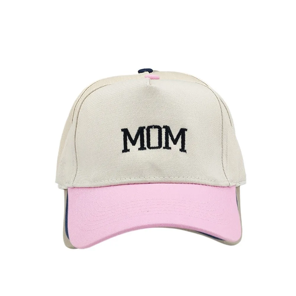 Mom Dad Two-Tone Baseball Cap Letter Embroidered Adjustable Parent Matching Hat Casual Sun Cap