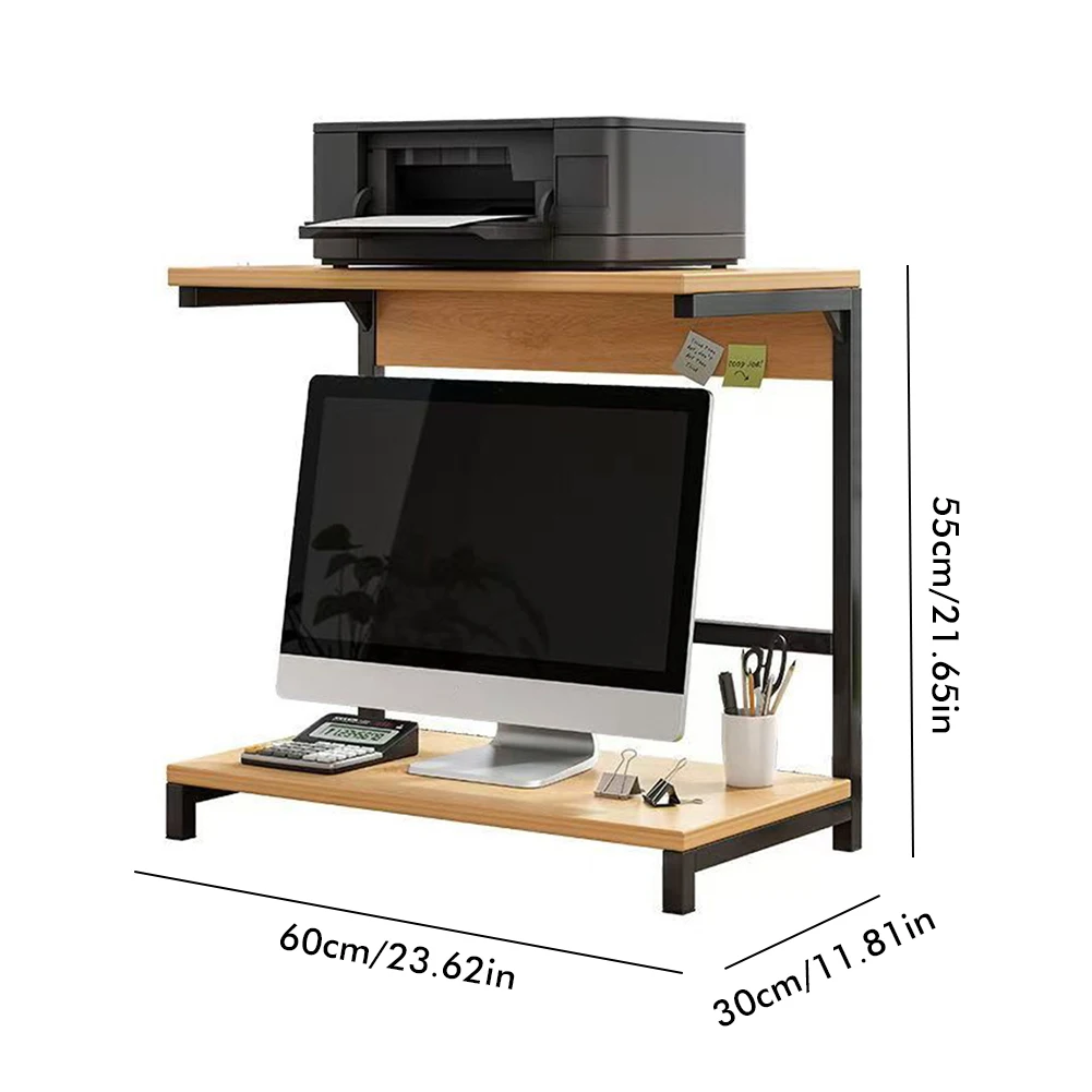 Suporte de impressora riser para monitor de computador de 2 camadas, prateleira de armazenamento, suporte para monitor para impressora, computador de mesa, laptops e monitor