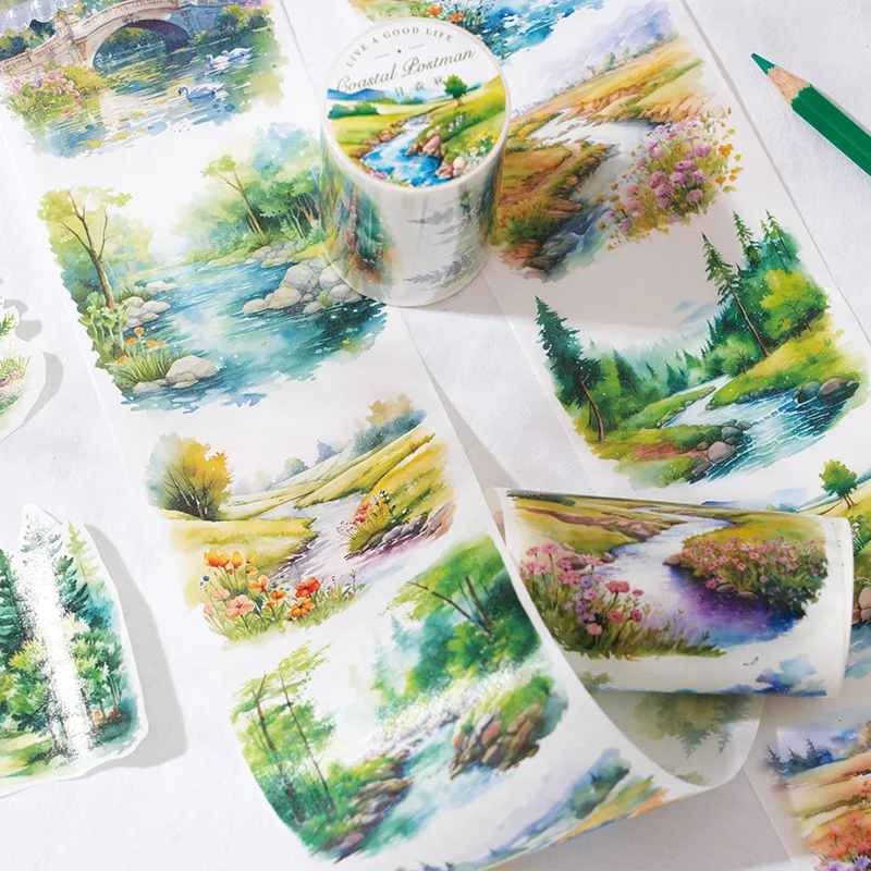 Mr. Paper, 200cm/roll, Winter Forest Snow Themed Adhesive Tape Sticker, Scrapbook Notebook Photo Frame Diary Decoration Sticker