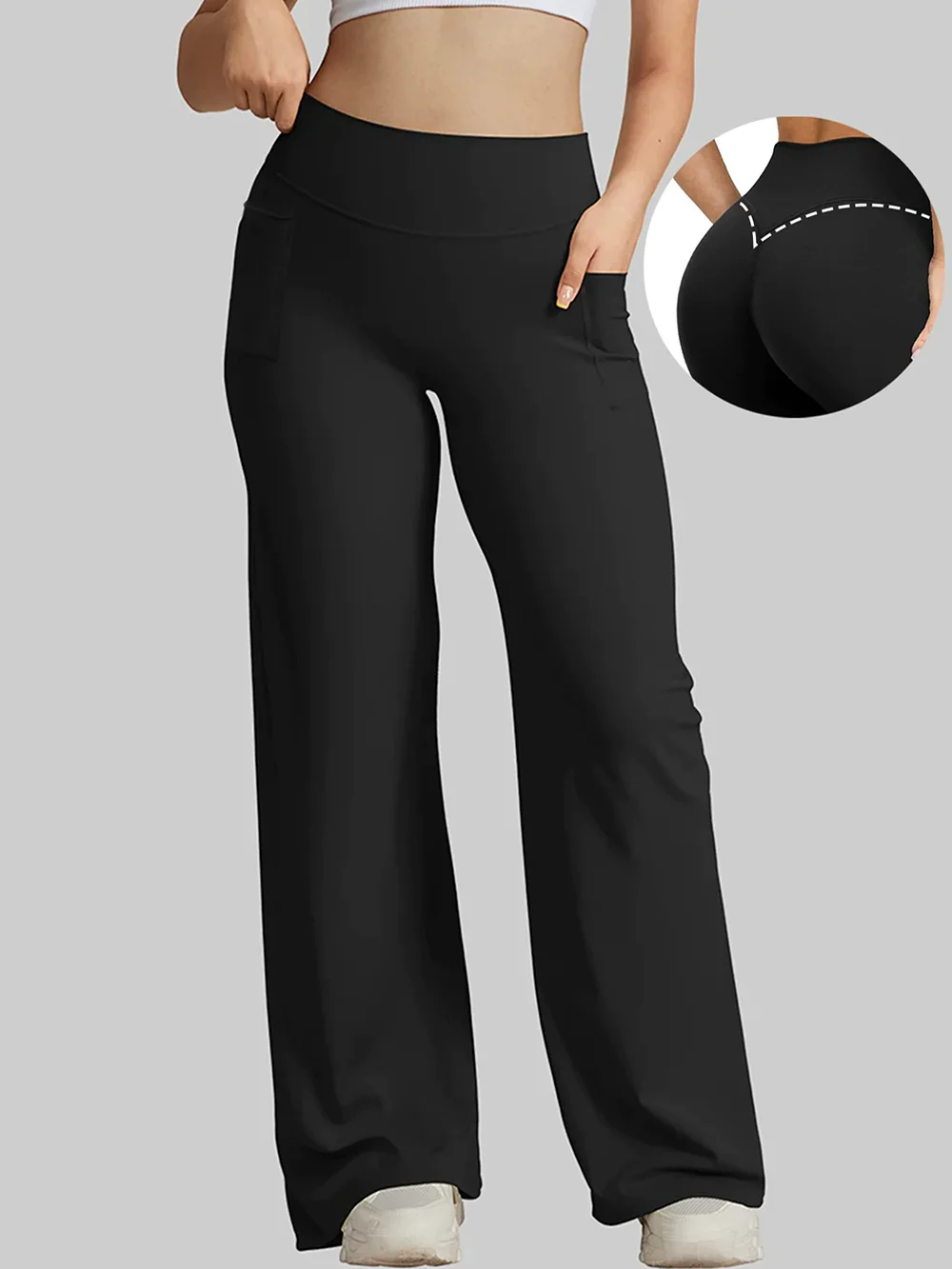 New Double-Sided Pocket Yoga Pants For Women High Waist Hip Lifting Sports Fitness Loose Straight Leg Pants Women Fashion Bottom