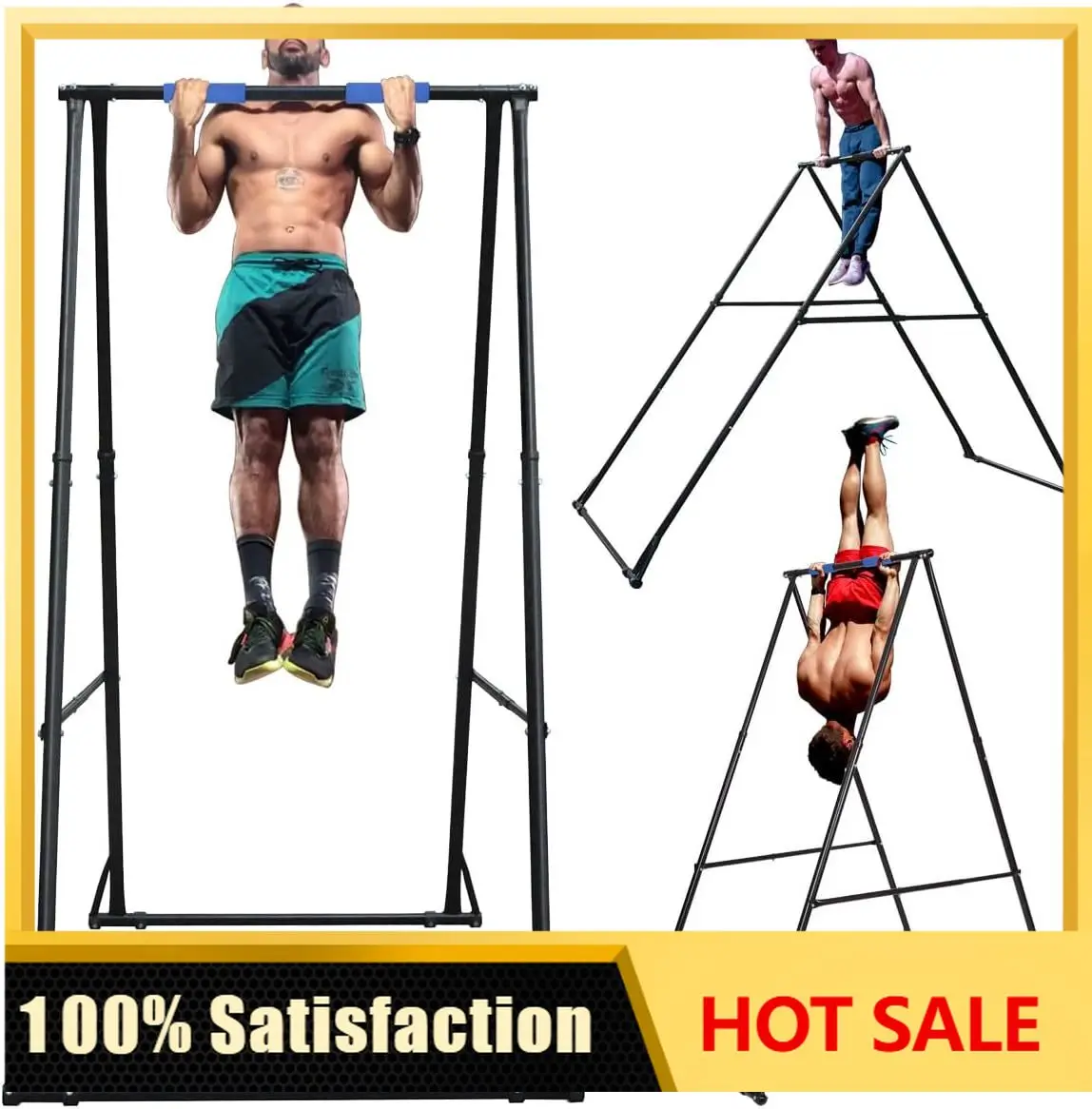 KT TOES DON'T TOUCH GROUND Foldable Free Standing Pull Up Bar Stand Sturdy Power Tower Workout Station For Home Gym Strength Tra