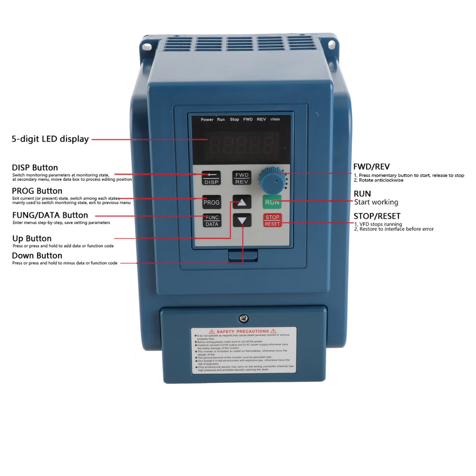 Adjustable Frequency Drive 380VAC Variable Frequency Drive Speed Controller for 3-phase 4kW AC Motor Inverter Motor Drive