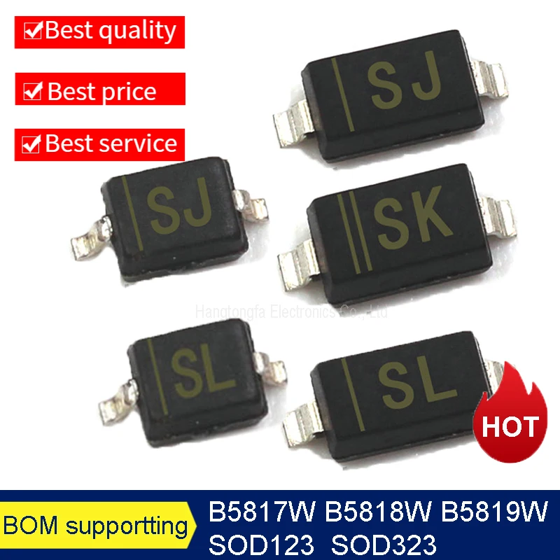 B5817W B5818W B5819WS SOD123 Marking SJ SK SL  SOD323 SMD Transistor New