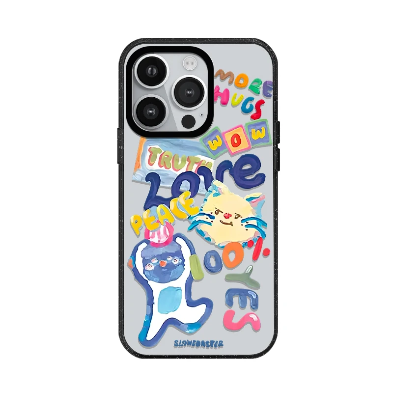 Corea Cartoon Graffiti Cat Dog custodia in acrilico per telefono con MagSafe per iPhone 16 15 14 13 12 Pro Max Cover posteriore antiurto antigoccia