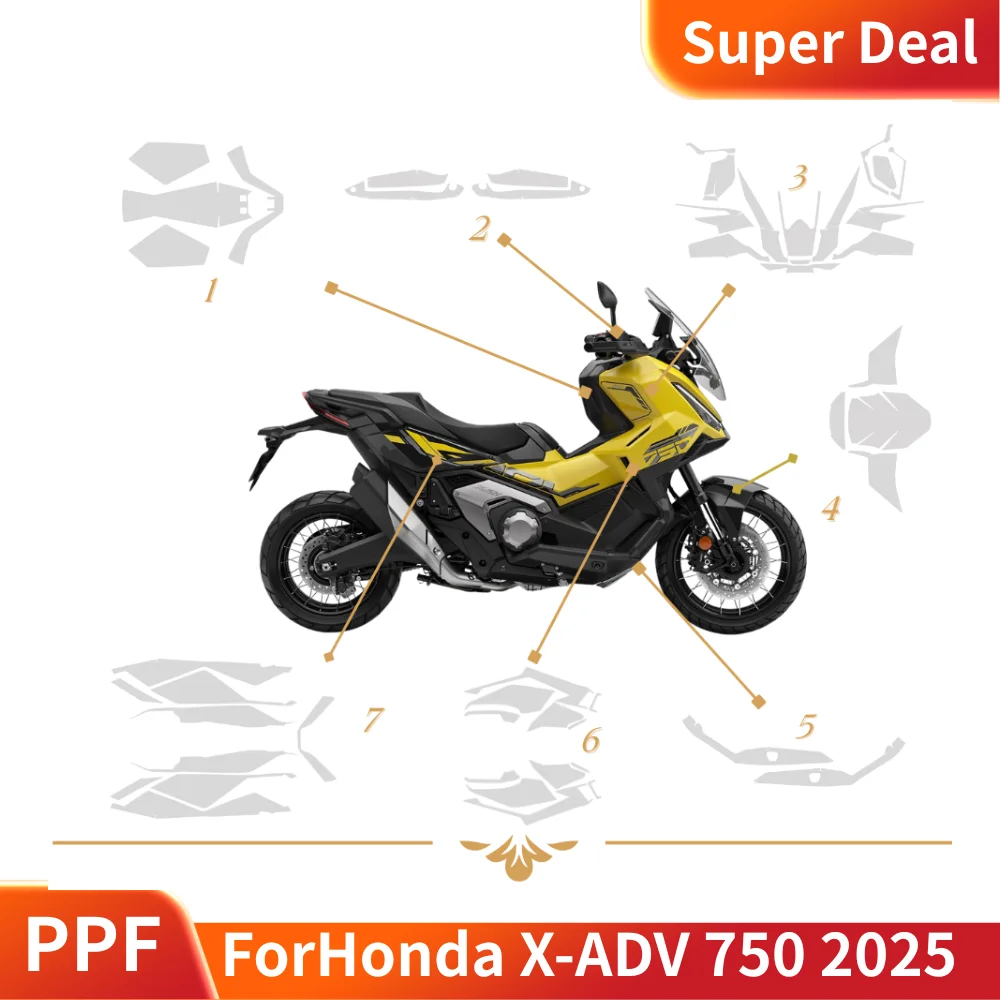 

Для Honda X-ADV 750 2025 PPF ТПУ защитная пленка для краски, устойчивая к царапинам мотоциклетная пленка для всего тела, предварительно вырезанные глянцевые аксессуары