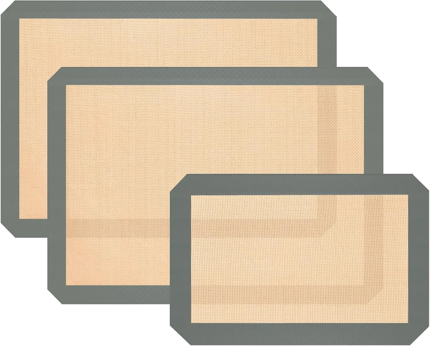 3er-Pack wiederverwendbare Antihaft-Silikon-Backmatten, lebensmittelecht, für Kekse, Makronen, Brot