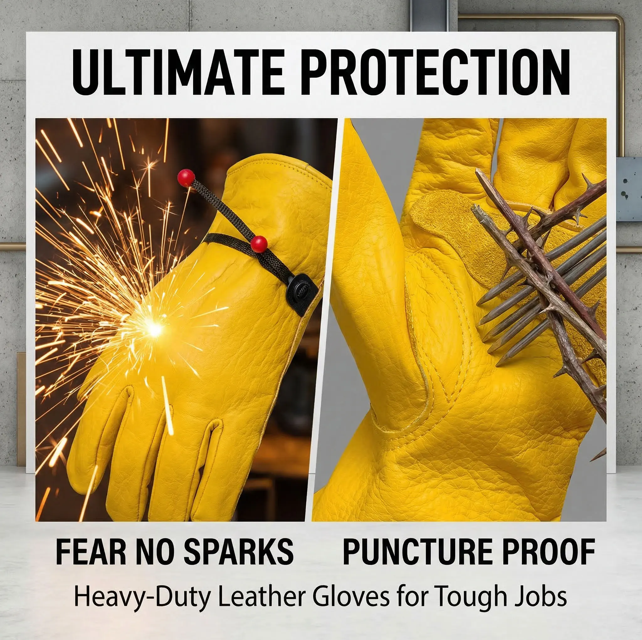 Anti-Scalding Cowhide Gloves for Welders Wear-Resistant & Anti-Stabbing Labor Gloves for Construction Site Repair And Insulation