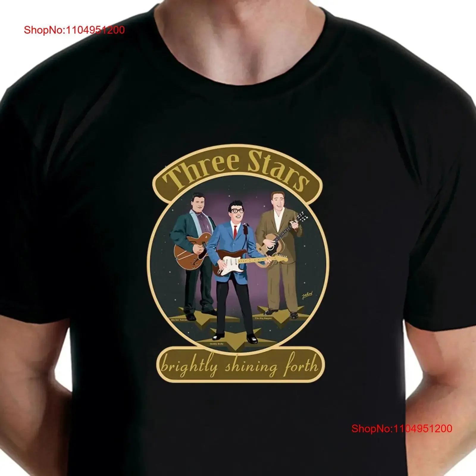 

Three Stars Buddy Holly Ritchie Valens The Big Bopper T shirt Jarod Art vintage Washed Slightly Unisex Versatile Comfortable