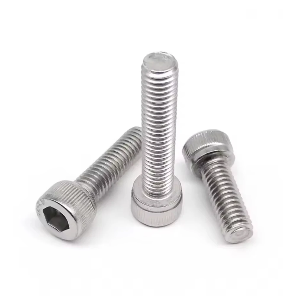 304 SS Inner Hexagon Socket Cap Screws M3 M4 M5 Allen Round Cup Head Bolt Full Thread Metric Mechanical Fastener Length 3-80mm