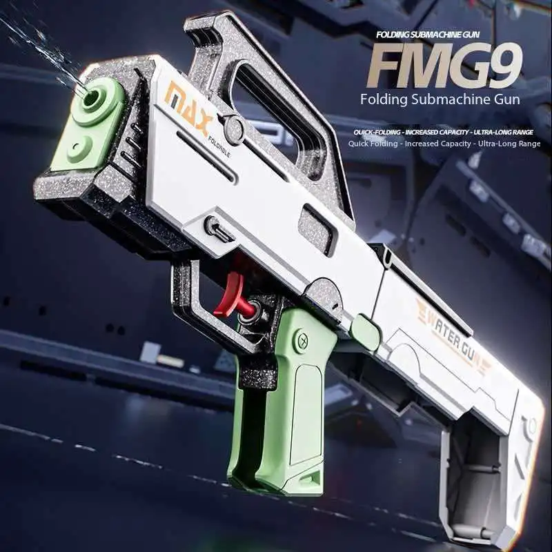 

Новый складной водяной пистолет FMG9 с ручной непрерывной стрельбой, сверхдальним радиусом действия и большой емкостью, игрушка для водных игр ﻿