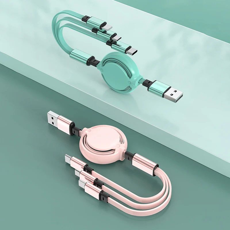 3 in1 Data Cable Fast USB Cable For Huawei Honor Retractable Portable Micro USB Type C Charger Cable For iPhone Samsung 2025 New