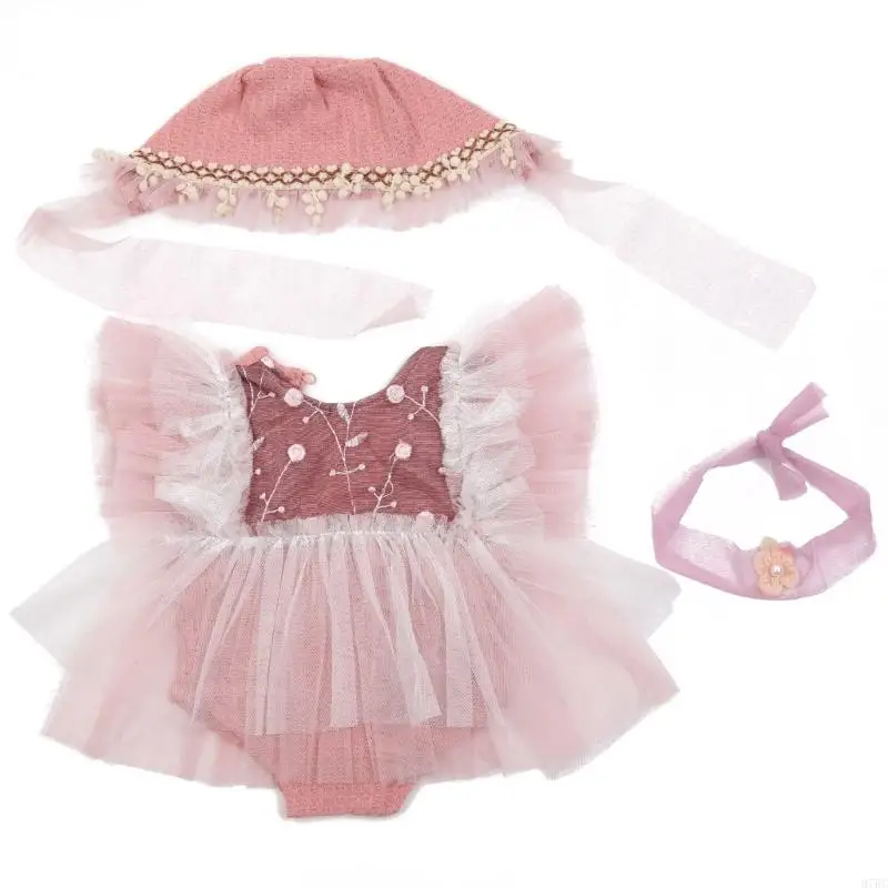 97BC Toddler Baby Girls Lace Dress Headbands Holiday Birthday Party Photography Props