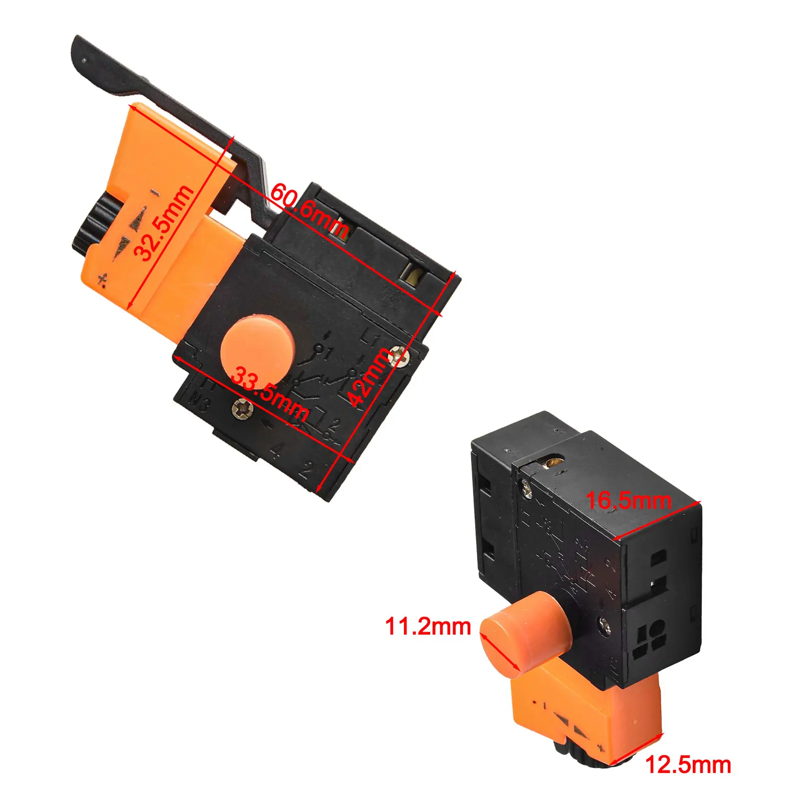 FA2/61B Interruttori a grilletto in plastica Interruttore di velocità regolabile in metallo Utensili elettrici Accessori per cambio velocità 220V 6A Alta qualità
