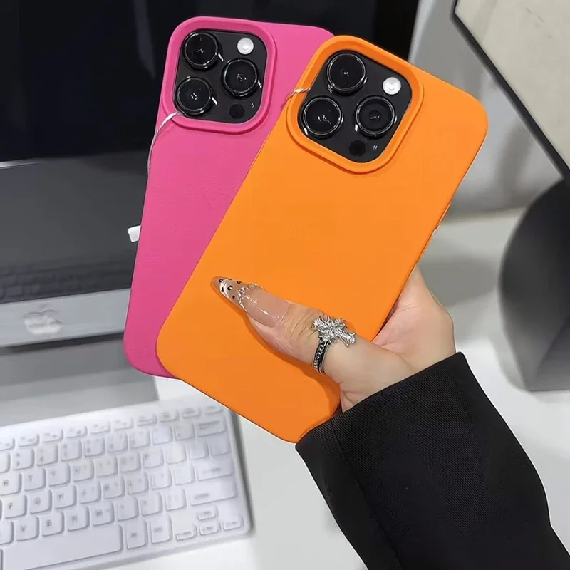 Funda de silicona suave con patrón de lichi para iPhone, carcasa a prueba de golpes para iPhone 11, 12, 13, 14, 15, 16 Pro Max Plus, X, XS, XR