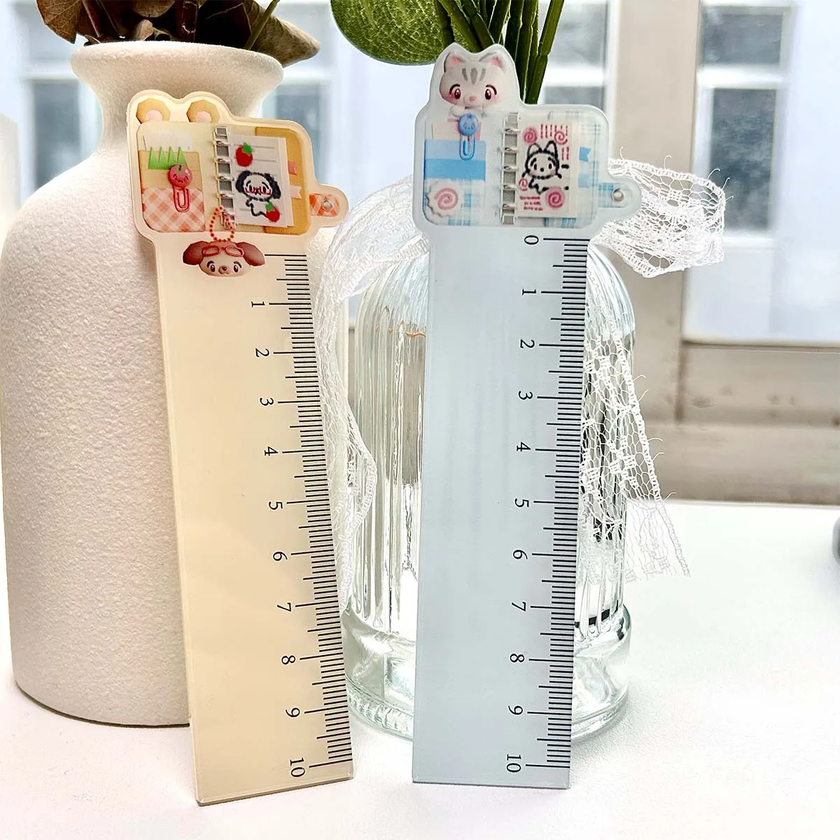 Cute Cat Dog Ruler Decorations Scrapbooking Deco Ruler 10cm High-transparency Scrapbook accessories