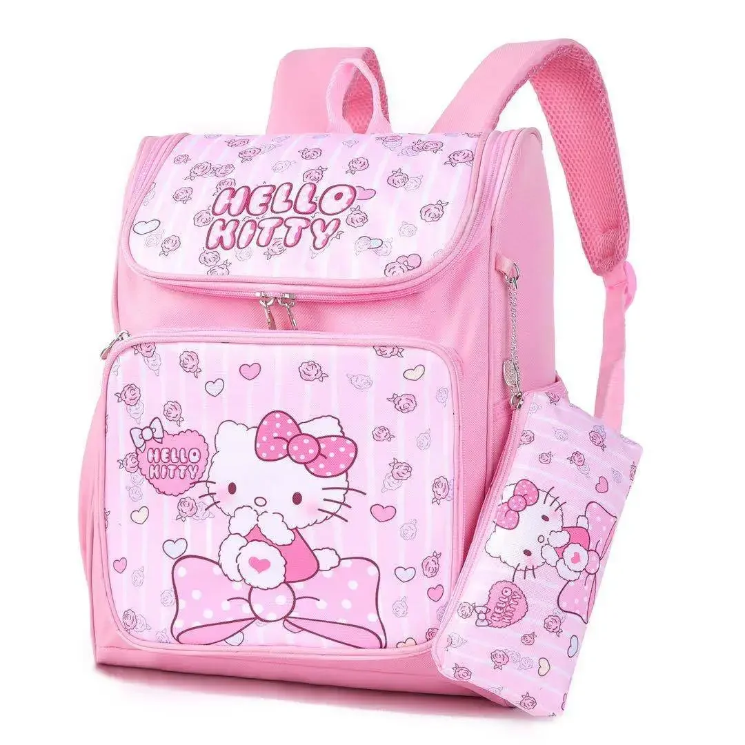 Kawaii Sanrio Kuromi Backpack for Women Cartoon Cinnamoroll Hello Kitty Casual College School Bags With Pencil Case Girls Gifts