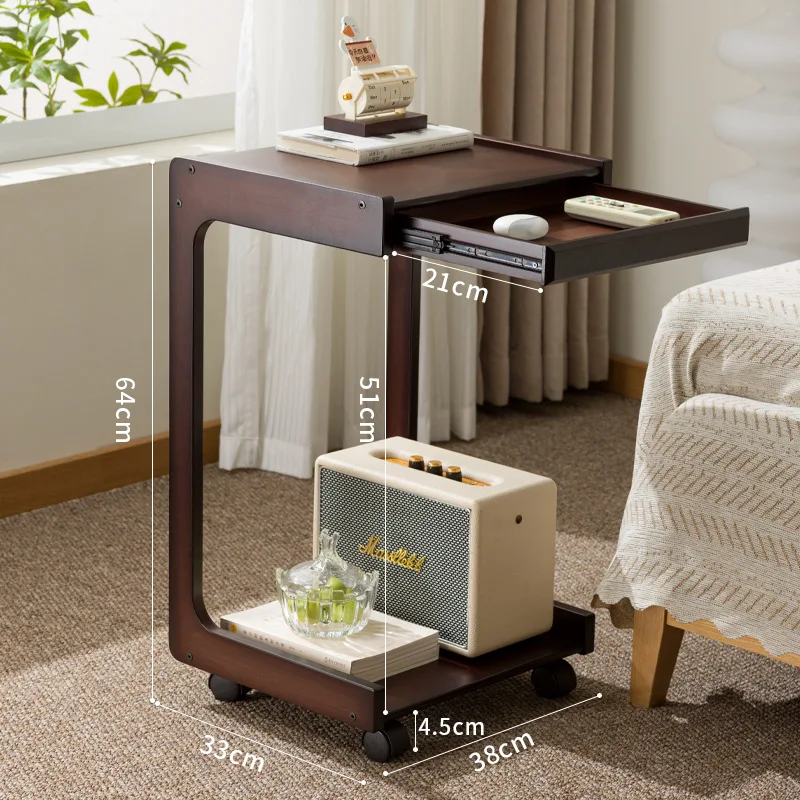 #Mobile side table, living room coffee table, drawer cabinet with wheels, bedroom bedside table