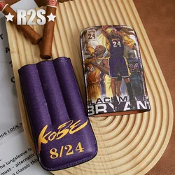 kobe Travel Cigar Case Leather Humidor Cigar Cedar Wood Box Pocket Portable 3 Cigars Tube Holder Mini Outdoor Humidor Gadget