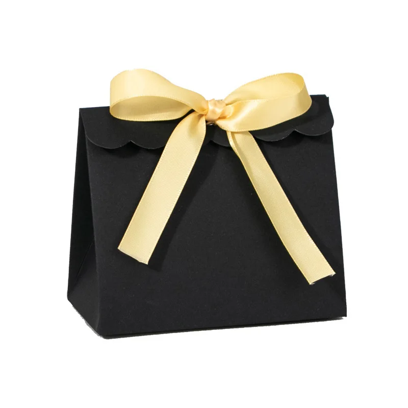 50pcs Exquisite Bow Decor Compact Lightweight Paper Candy Pouch Decorative Gift Box for Birthday Wedding Christmas Party