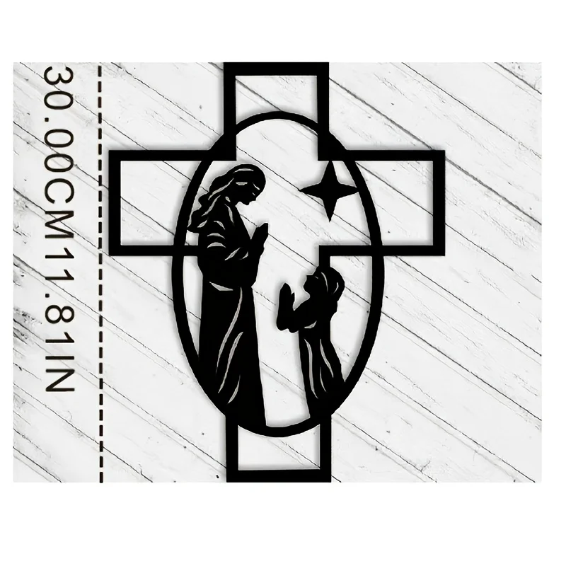 CIFBUY Jesus Metal Wall Decor Minimalist Black Iron Art Cross Heavy Duty Home Church Christian Gift
