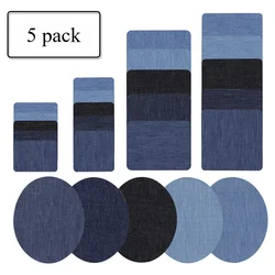 5 PCS Denim Patches DIY Iron On Denim Elbow Patches Repair Pants For Jean Clothing Pants badges Apparel Sewing Fabric