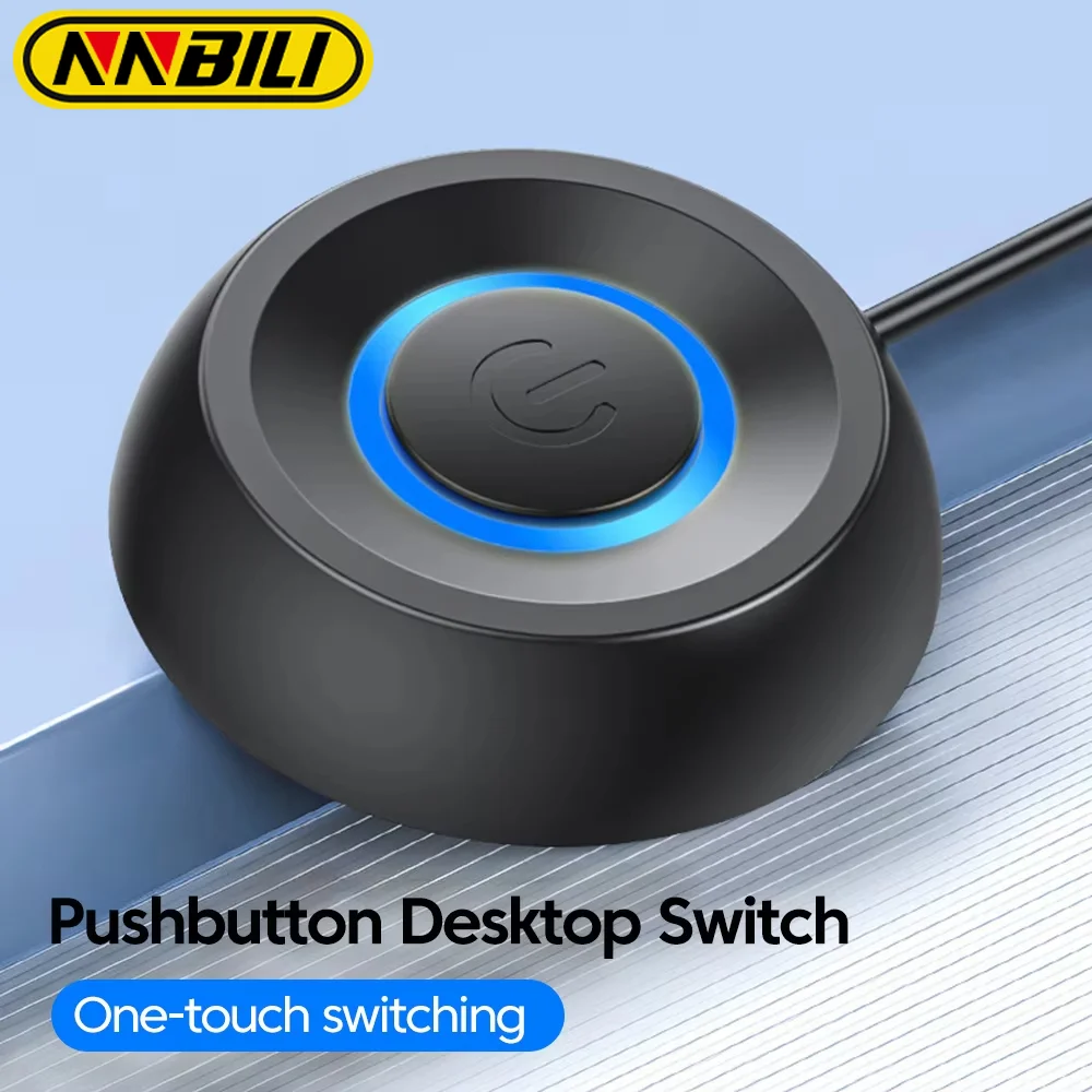 NNBILI Pushbutton Desktop Computer Switch PC Motherboard External Start Power On/Off Button Extension Cable Round Startup Switch