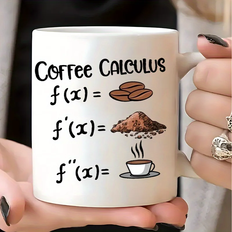 1pc Math-themed coffee mug, printed with equations and formulas - 11 oz ceramic mug, suitable for home and office use.