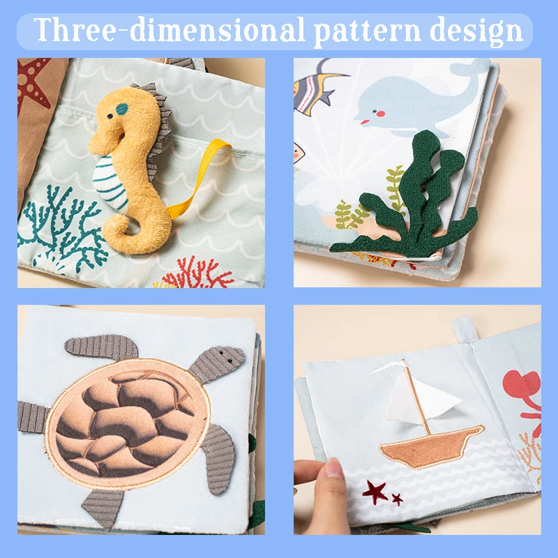 الكرتون الحيوان القماش كتب ألعاب الأطفال للبنين بنات مونتيسوري التعلم المبكر لعبة تعليمية الرضع القماش كتاب هدايا الوليد #3